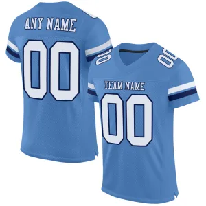 Custom Light Blue White-Navy Mesh Authentic Football Jersey FansIdea