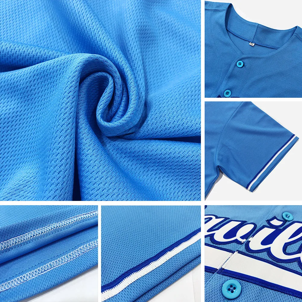 Custom Light Blue White-Royal Authentic Baseball Jersey FansIdea