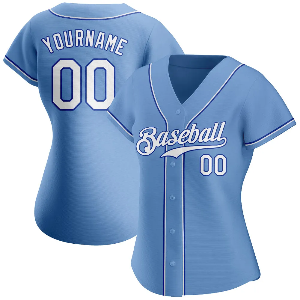 Custom Light Blue White-Royal Authentic Baseball Jersey FansIdea