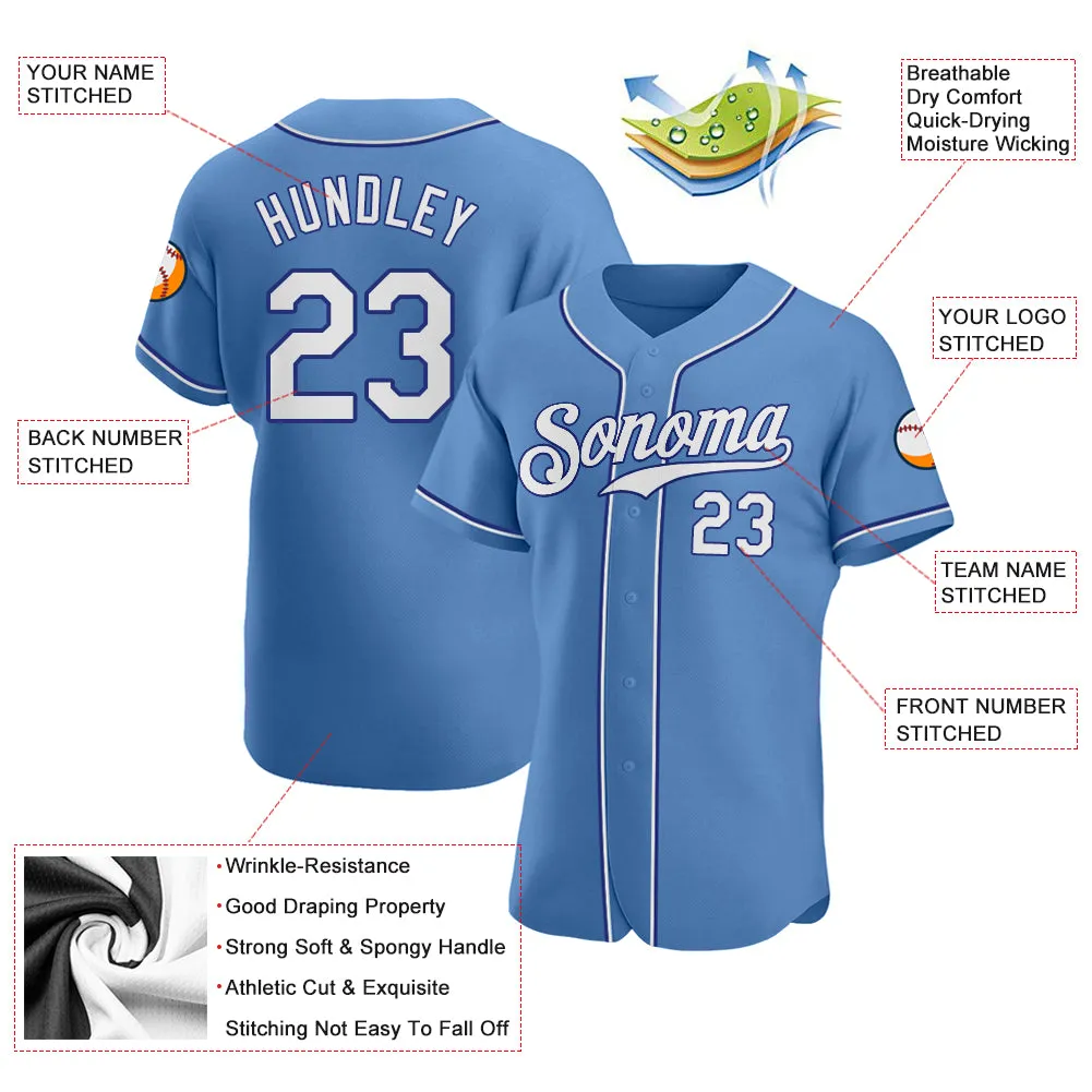 Custom Light Blue White-Royal Authentic Baseball Jersey FansIdea