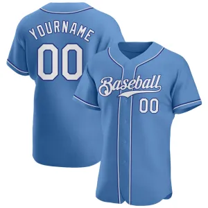Custom Light Blue White-Royal Authentic Baseball Jersey FansIdea