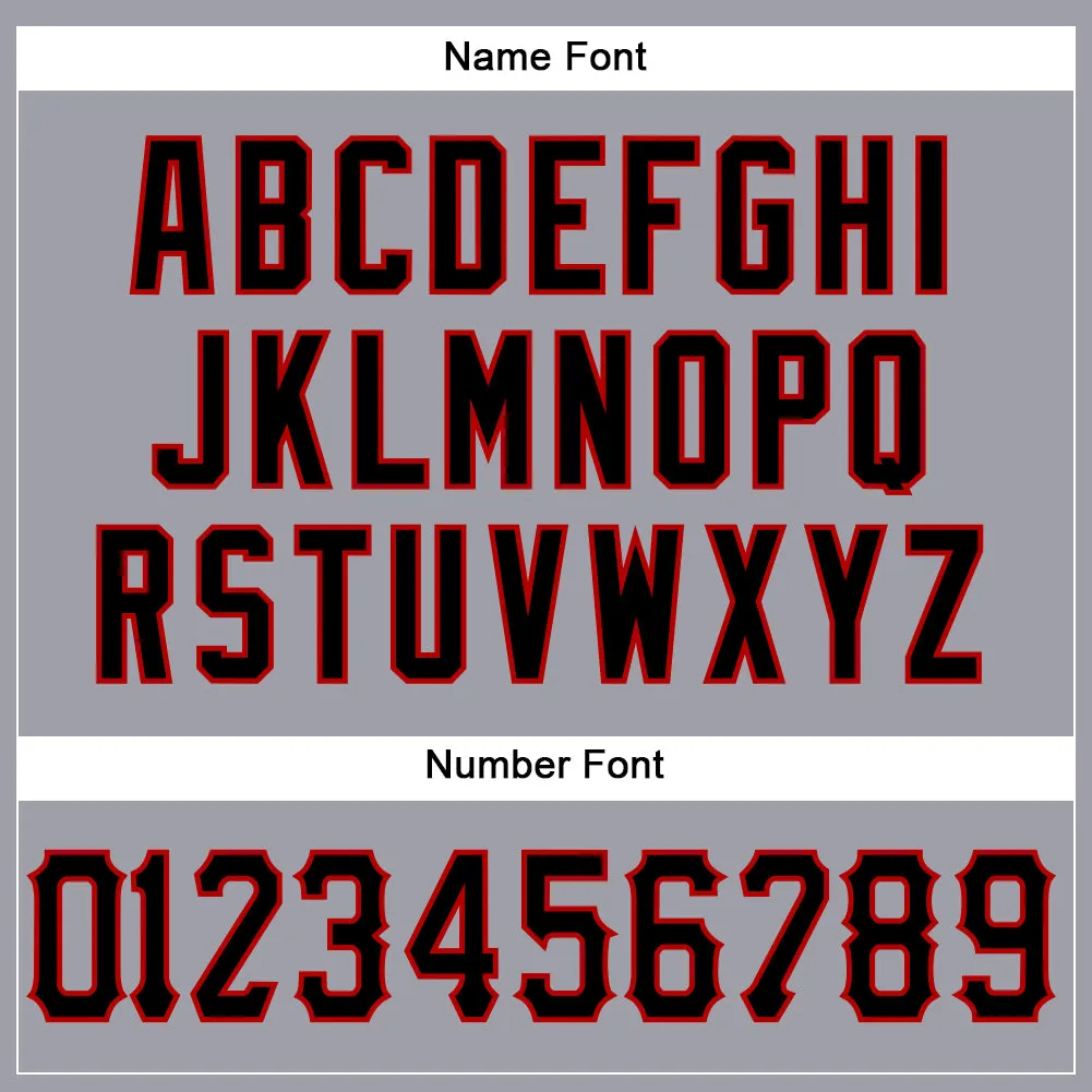 Custom Light Gray Black-Red Mesh Authentic Football Jersey FansIdea