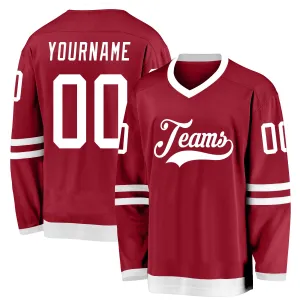 Custom Maroon White Hockey Jersey FansIdea