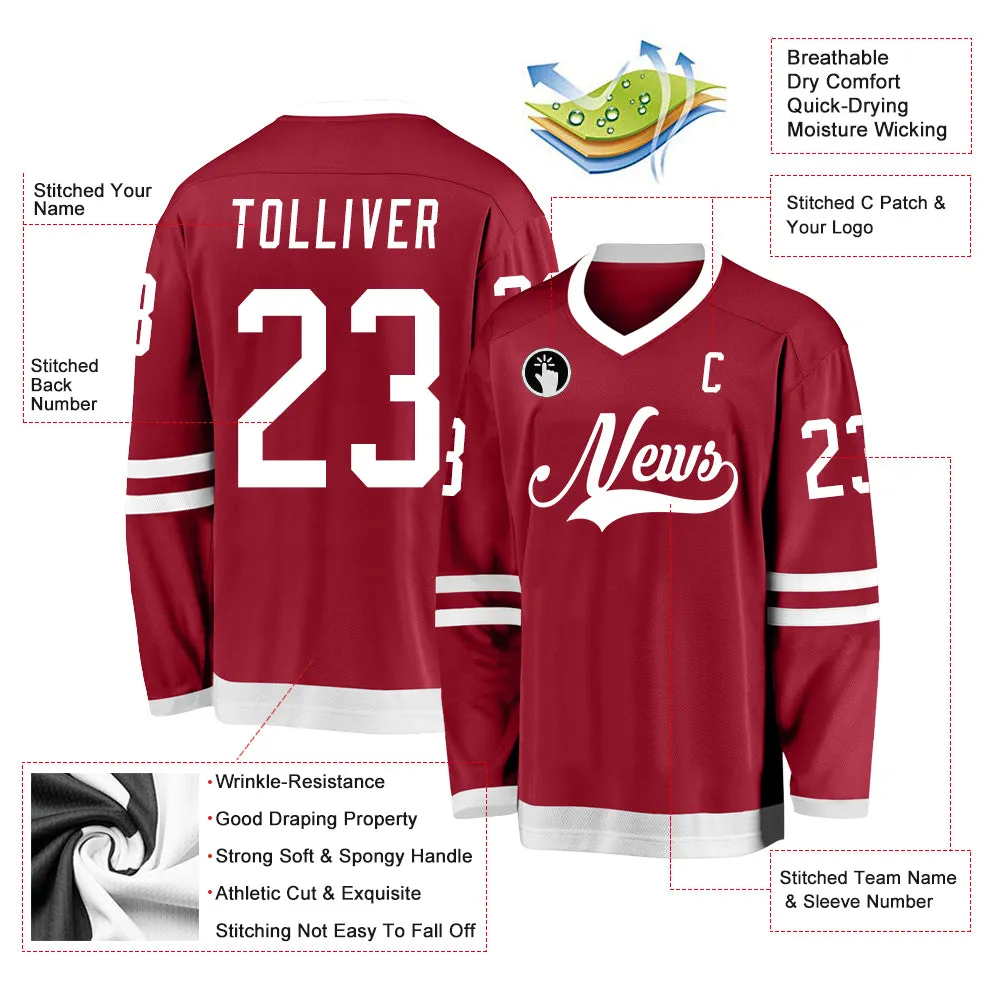 Custom Maroon White Hockey Jersey FansIdea