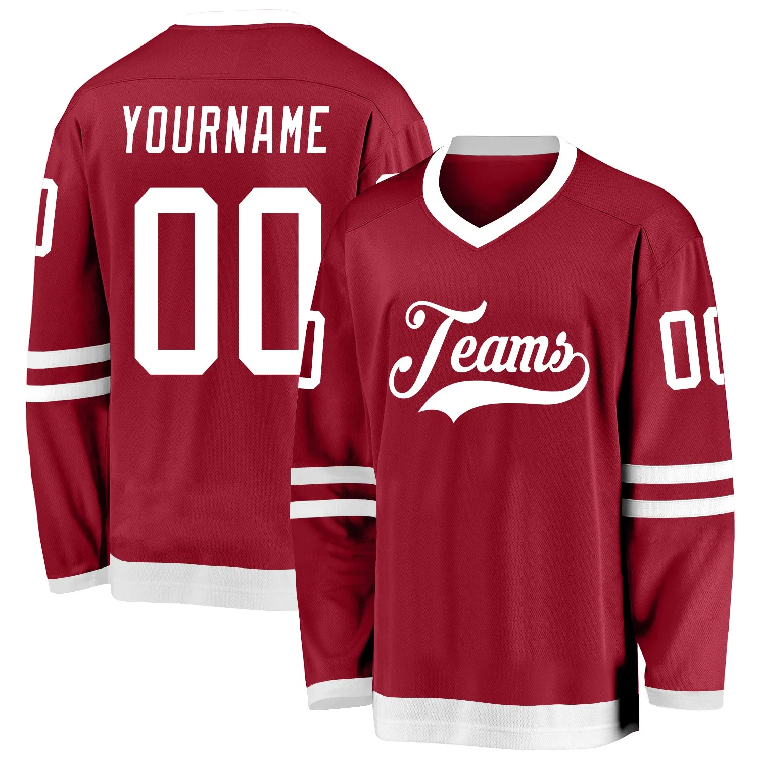 Custom Maroon White Hockey Jersey FansIdea