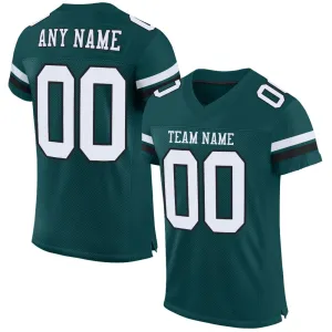 Custom Midnight Green White-Black Mesh Authentic Football Jersey FansIdea