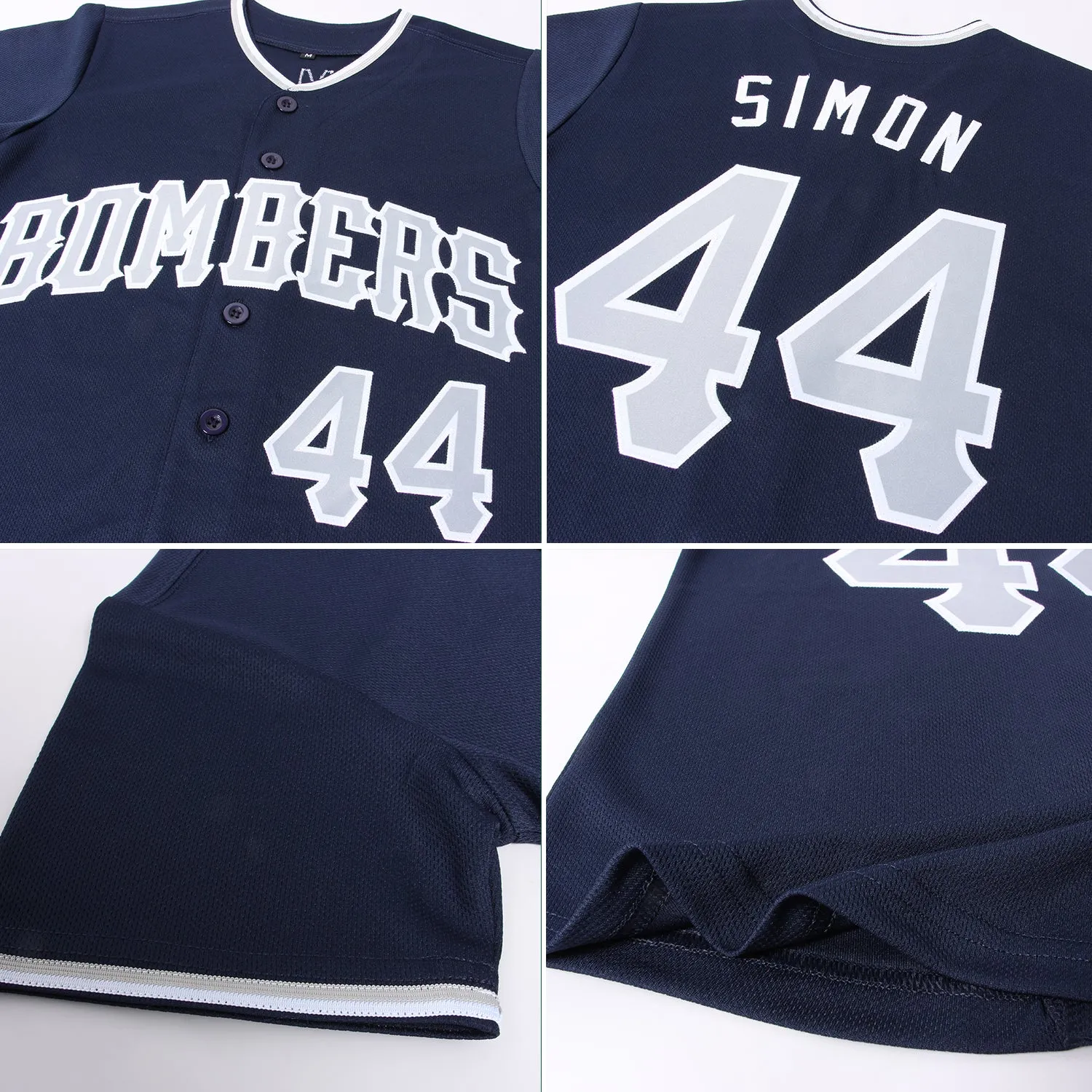 Custom Navy Gray-White Authentic Baseball Jersey FansIdea