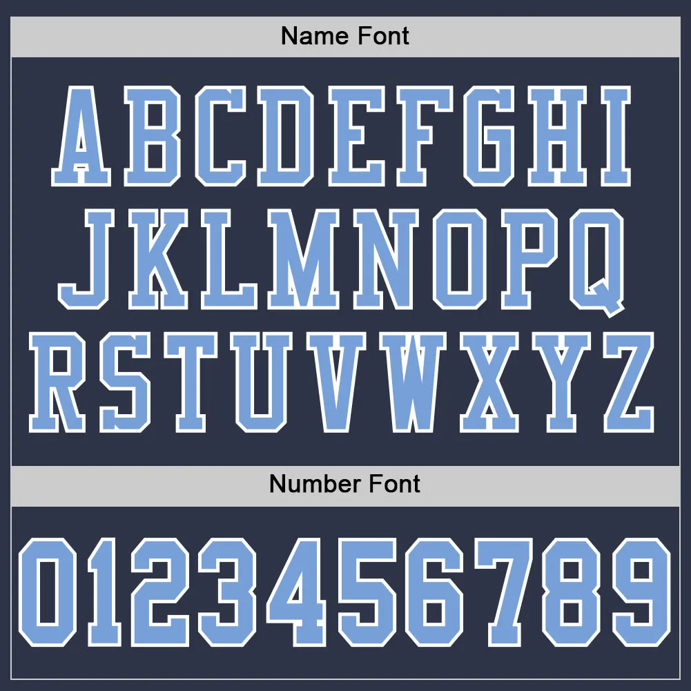 Custom Navy Light Blue-White Mesh Authentic Football Jersey FansIdea