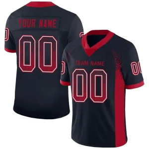 Custom Navy Red-White Mesh Drift Fashion Football Jersey FansIdea