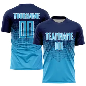 Custom Navy Sky Blue-White Sublimation Soccer Uniform Jersey FansIdea