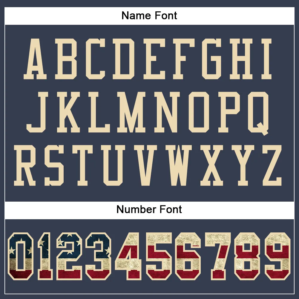 Custom Navy Vintage USA Flag-Cream Mesh Authentic Football Jersey FansIdea