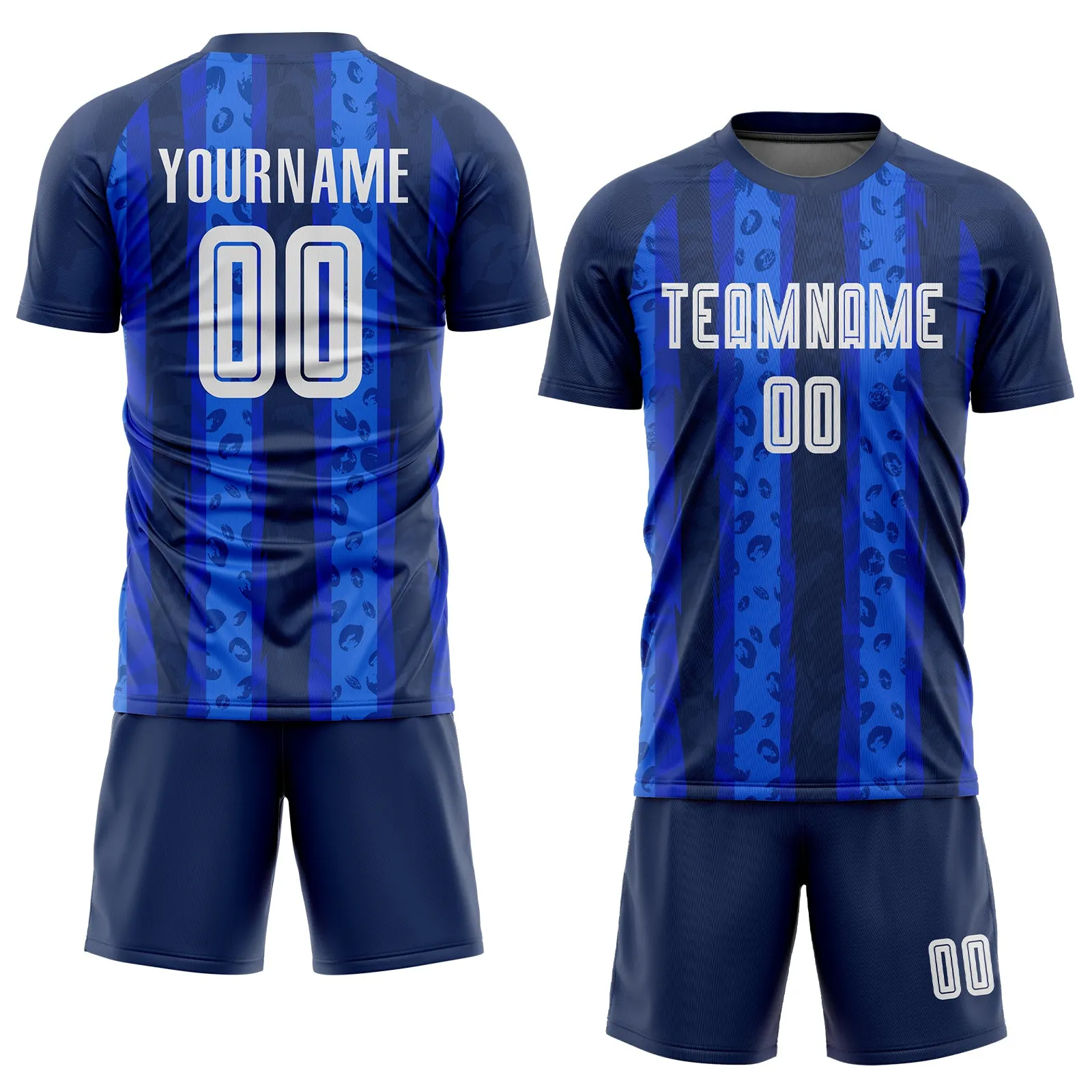 Custom Navy White-Royal Away Sublimation Soccer Uniform Jersey FansIdea