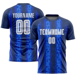 Custom Navy White-Royal Away Sublimation Soccer Uniform Jersey FansIdea