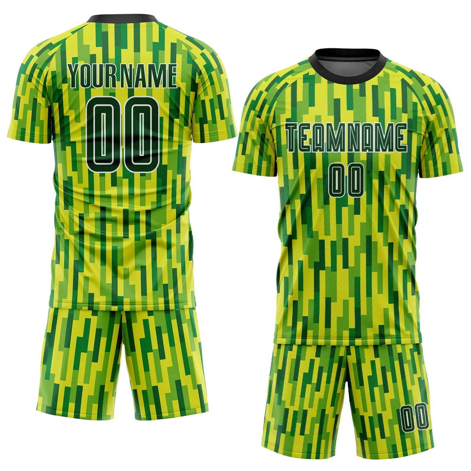 Custom Neon Green Green-Gold Sublimation Soccer Uniform Jersey FansIdea