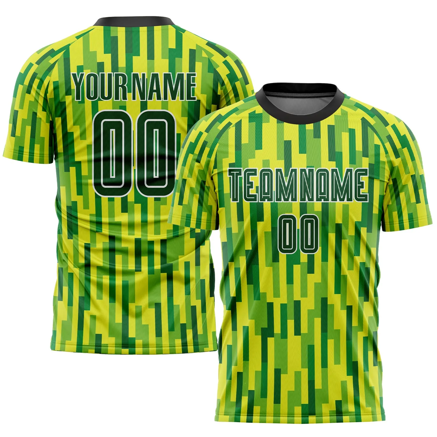 Custom Neon Green Green-Gold Sublimation Soccer Uniform Jersey FansIdea