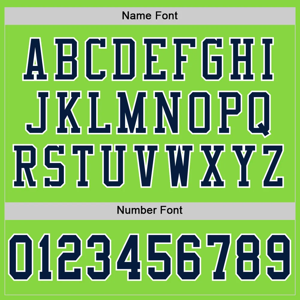 Custom Neon Green Navy-White Mesh Authentic Football Jersey FansIdea