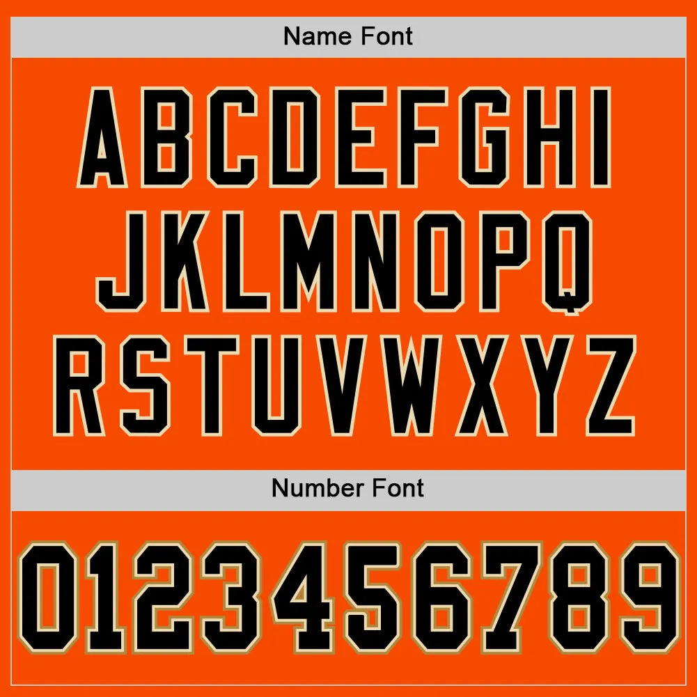 Custom Orange Black-Old Gold Mesh Authentic Football Jersey FansIdea