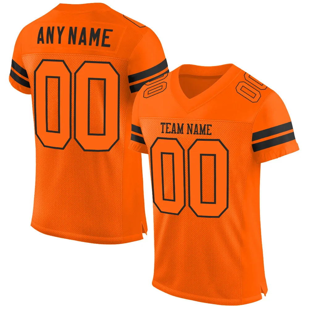 Custom Orange Orange-Black Mesh Authentic Football Jersey FansIdea