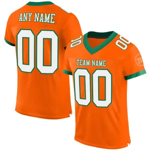 Custom Orange White-Kelly Green Mesh Authentic Football Jersey FansIdea