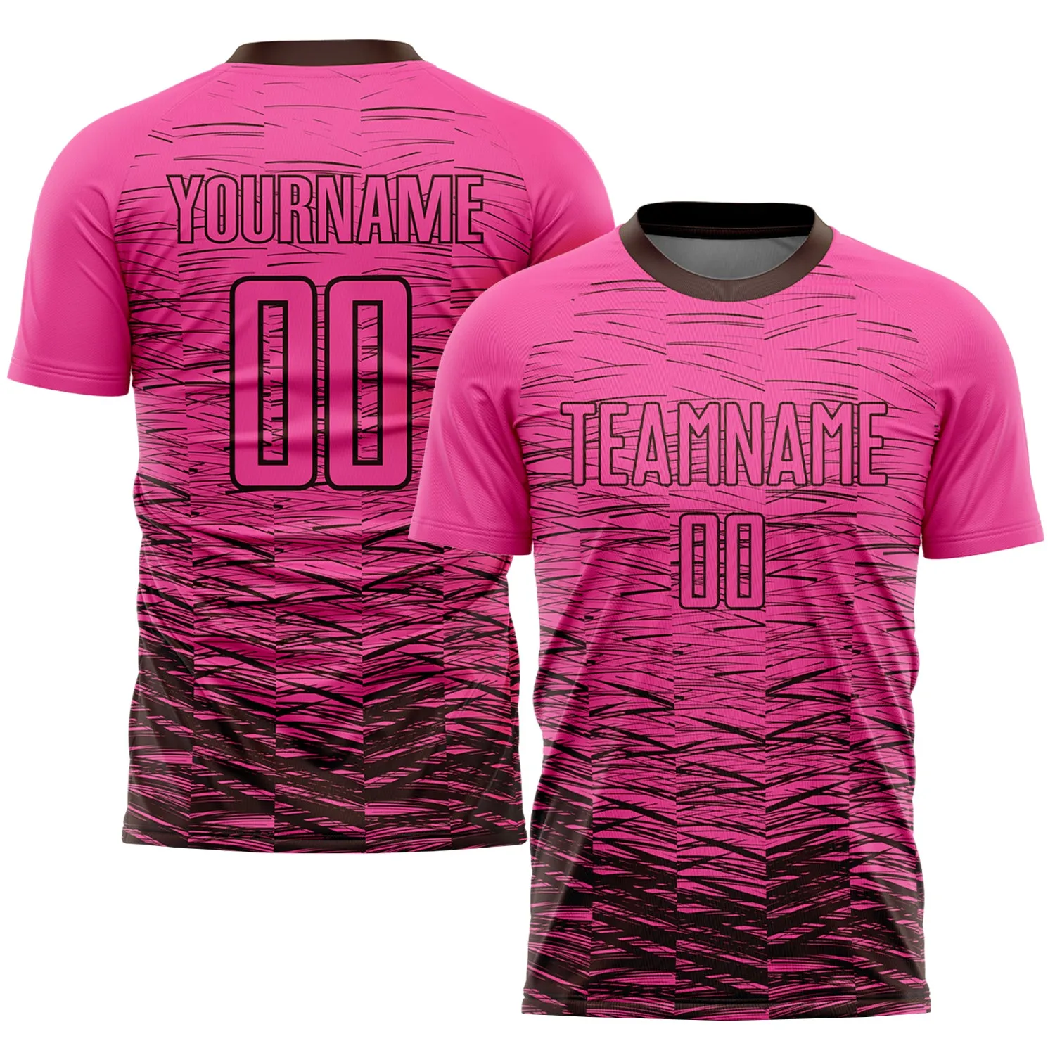 Custom Pink Brown Sublimation Soccer Uniform Jersey FansIdea