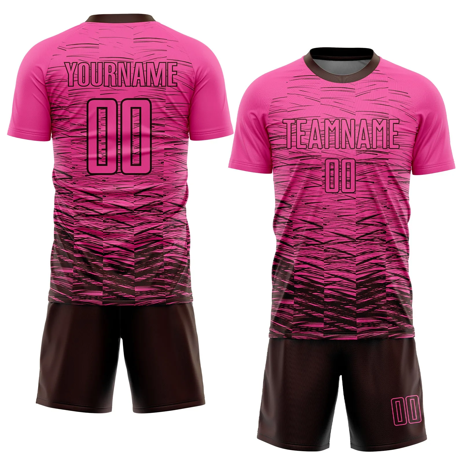 Custom Pink Brown Sublimation Soccer Uniform Jersey FansIdea