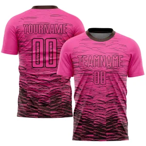 Custom Pink Brown Sublimation Soccer Uniform Jersey FansIdea