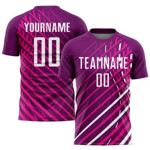 Custom Pink White-Crimson Sublimation Soccer Uniform Jersey FansIdea