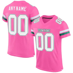 Custom Pink White-Kelly Green Mesh Authentic Football Jersey FansIdea
