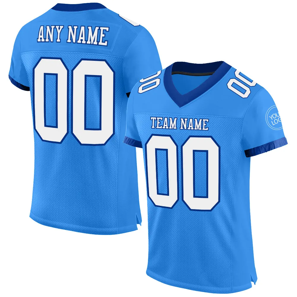 Custom Powder Blue White-Royal Mesh Authentic Football Jersey FansIdea