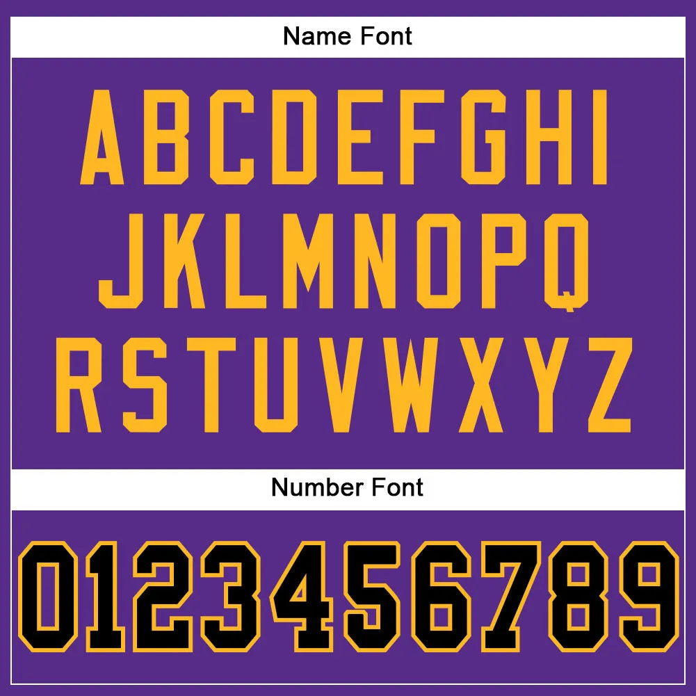 Custom Purple Black-Gold Mesh Authentic Football Jersey FansIdea