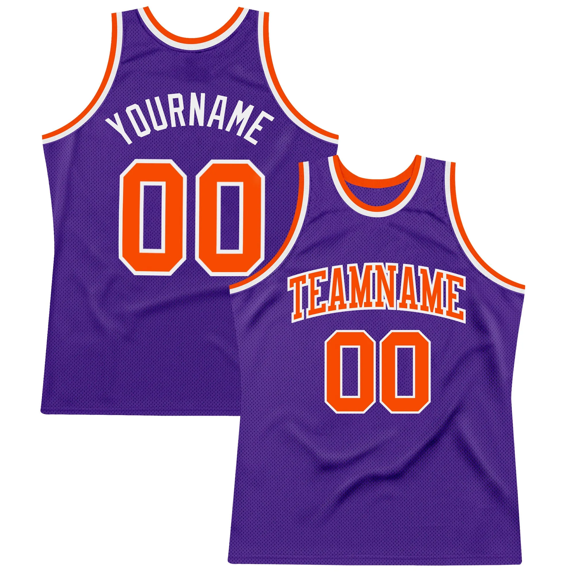 Custom Purple Orange-White Authentic Throwback Basketball Jersey FansIdea