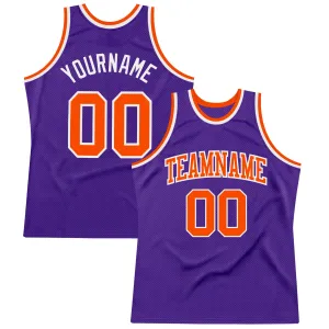 Custom Purple Orange-White Authentic Throwback Basketball Jersey FansIdea