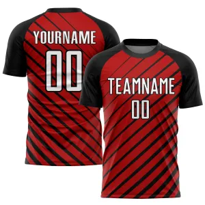 Custom Red White-Black Sublimation Soccer Uniform Jersey FansIdea