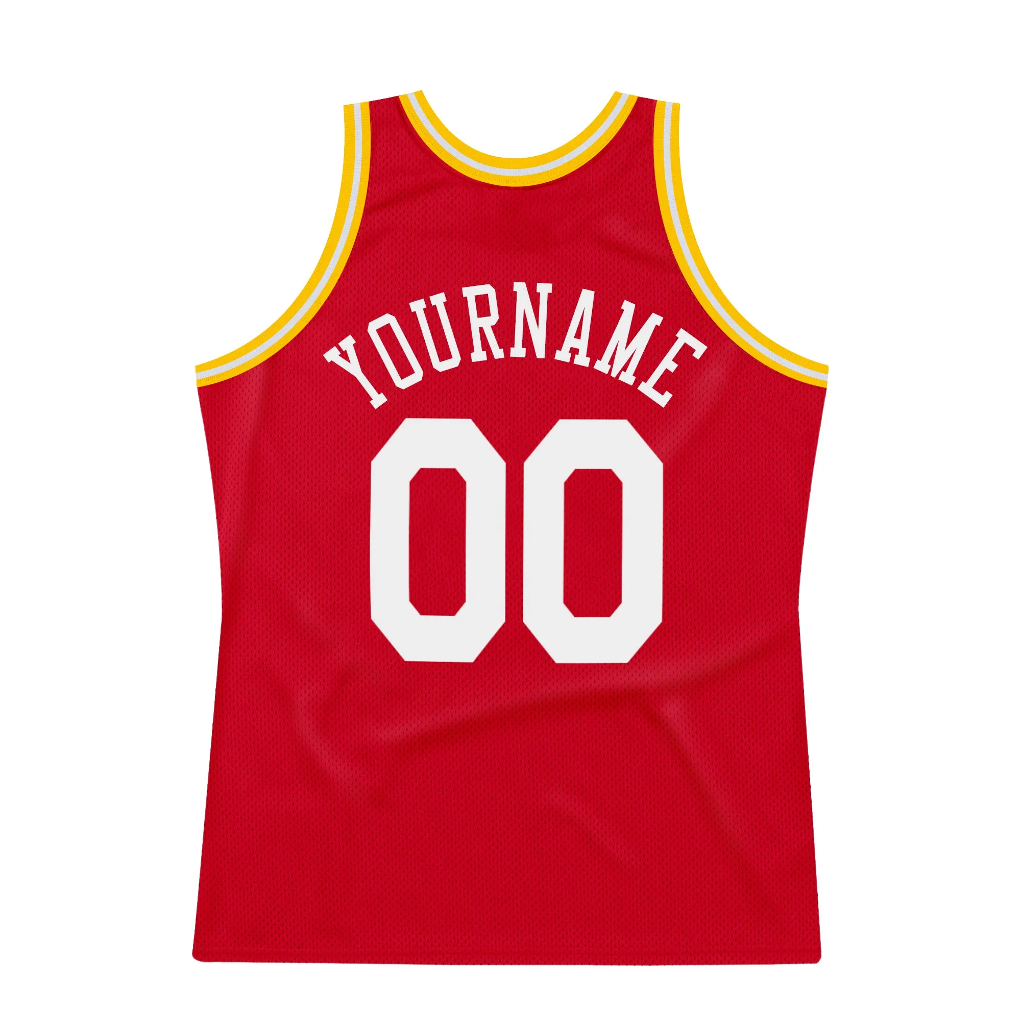 Custom Red White-Gold Authentic Throwback Basketball Jersey FansIdea