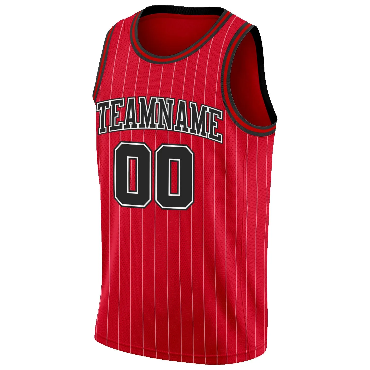 Custom Red White Pinstripe Black-White Authentic Basketball Jersey FansIdea