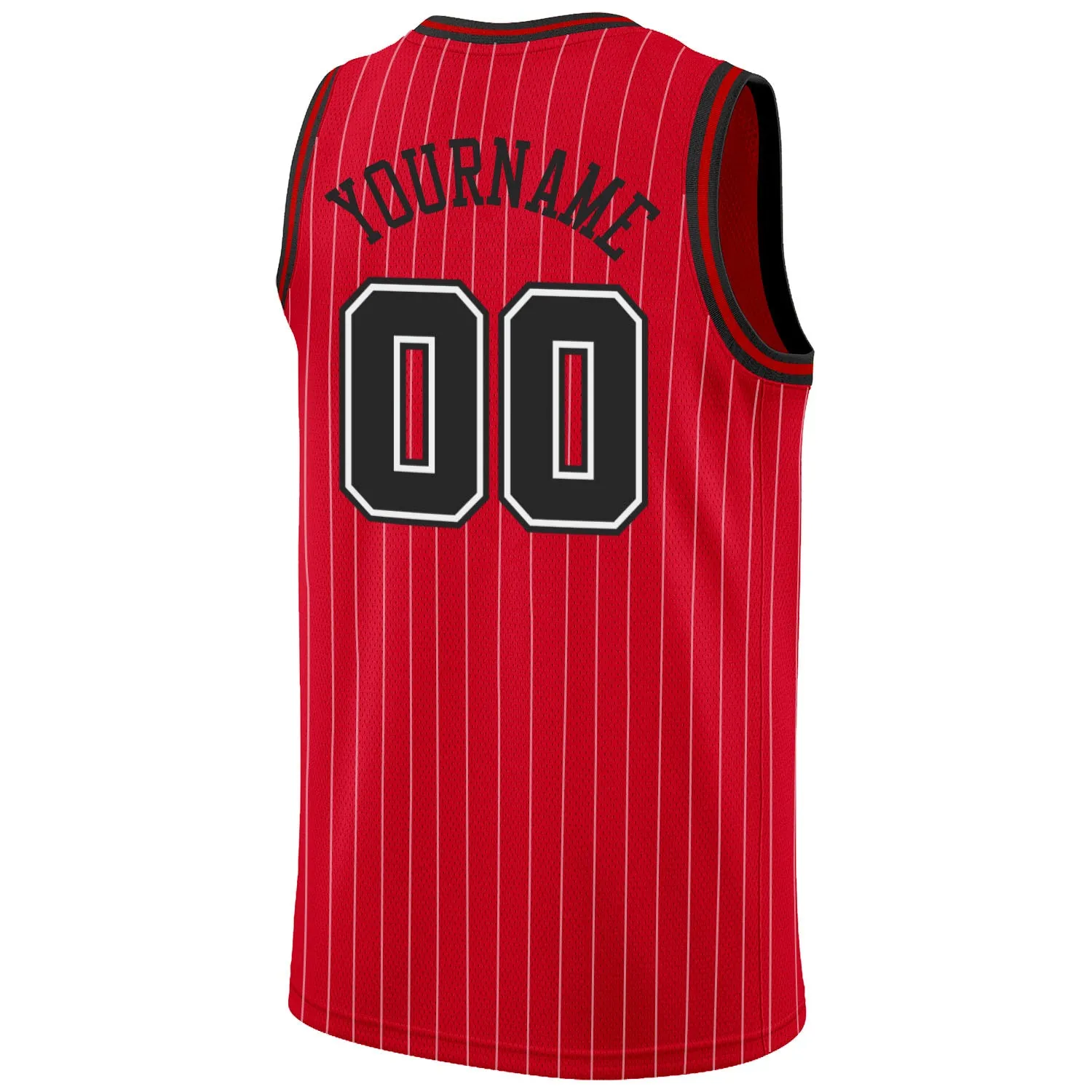 Custom Red White Pinstripe Black-White Authentic Basketball Jersey FansIdea