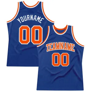 Custom Royal Orange-Gray Authentic Throwback Basketball Jersey FansIdea