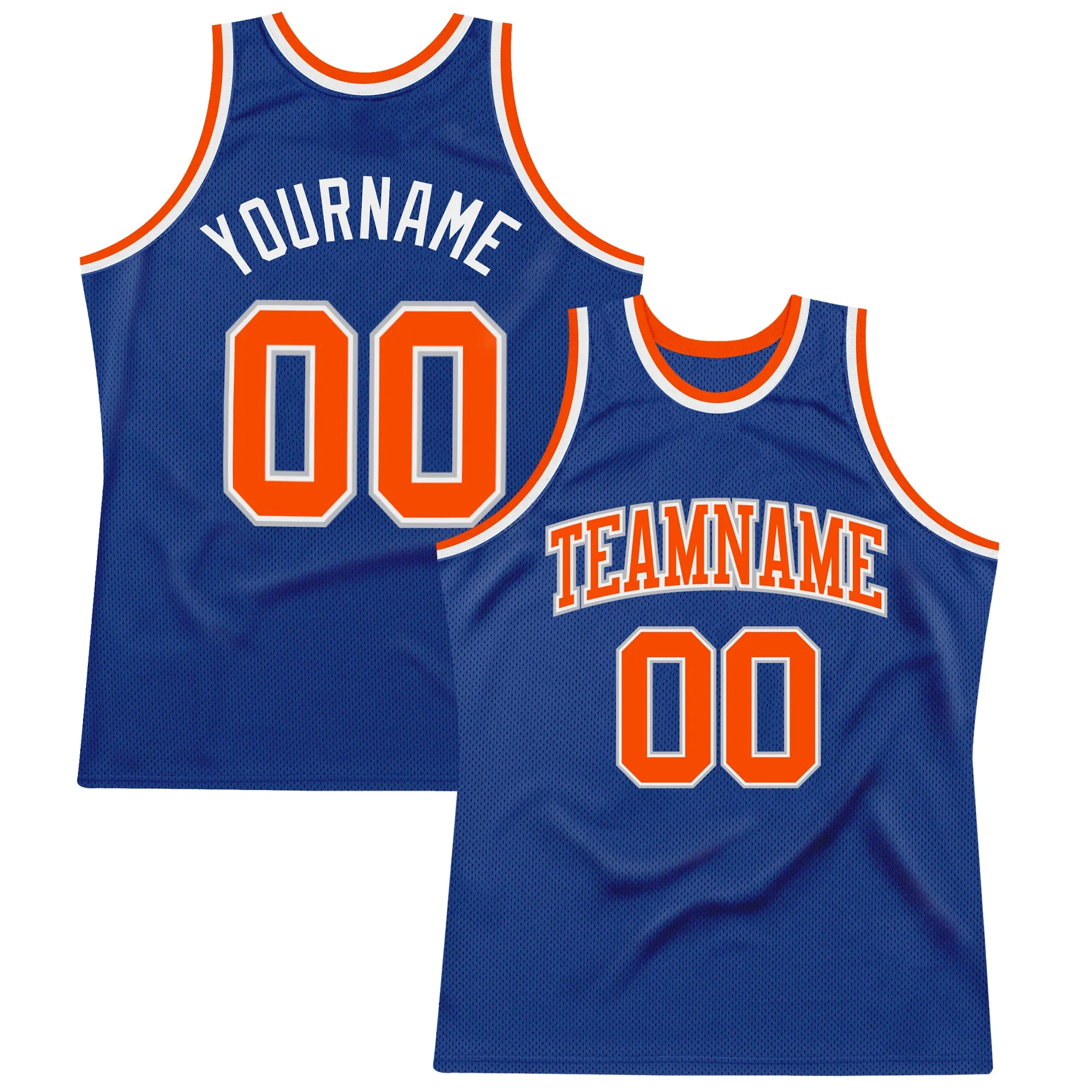 Custom Royal Orange-Gray Authentic Throwback Basketball Jersey FansIdea