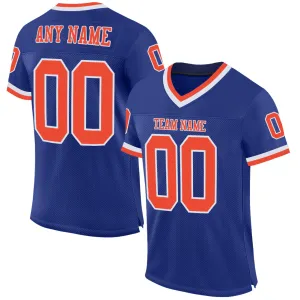 Custom Royal Orange-White Mesh Authentic Throwback Football Jersey FansIdea