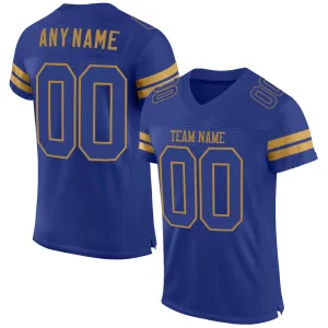 Custom Royal Royal-Old Gold Mesh Authentic Football Jersey FansIdea