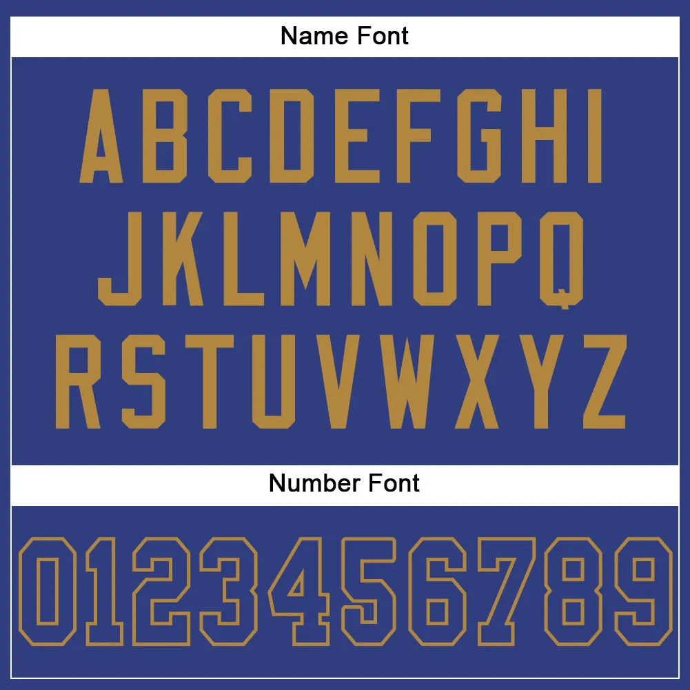 Custom Royal Royal-Old Gold Mesh Authentic Football Jersey FansIdea