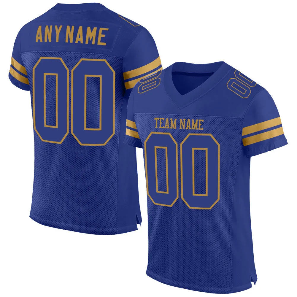 Custom Royal Royal-Old Gold Mesh Authentic Football Jersey FansIdea