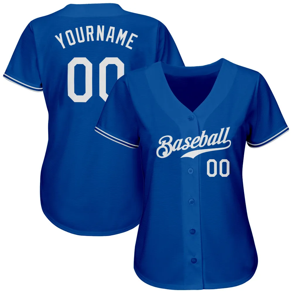 Custom Royal White Authentic Baseball Jersey FansIdea