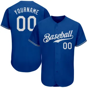 Custom Royal White Authentic Baseball Jersey FansIdea