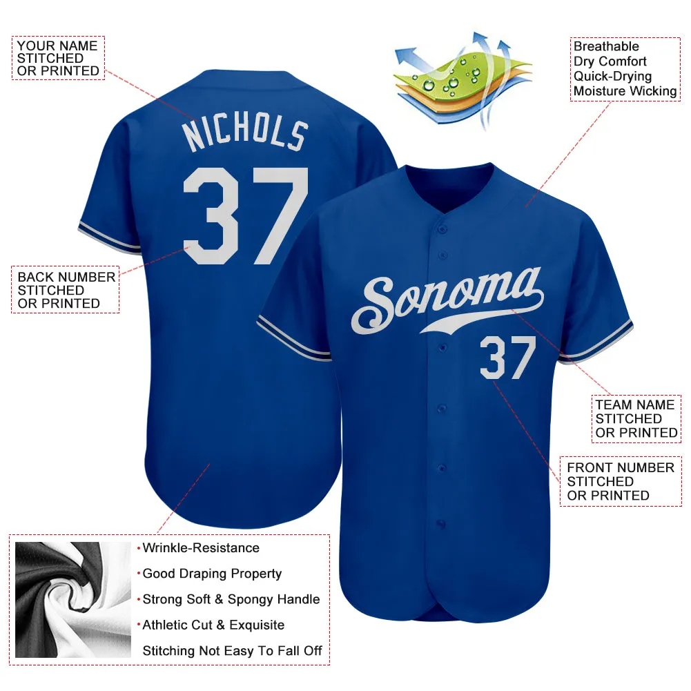 Custom Royal White Authentic Baseball Jersey FansIdea