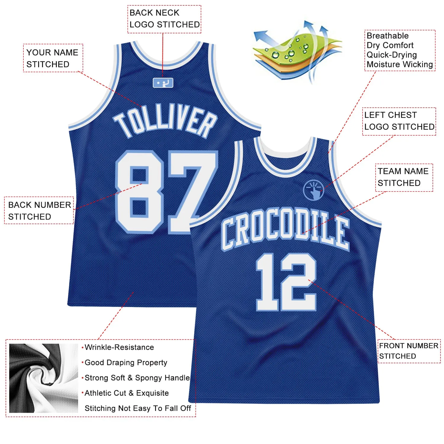 Custom Royal White-Light Blue Authentic Throwback Basketball Jersey FansIdea