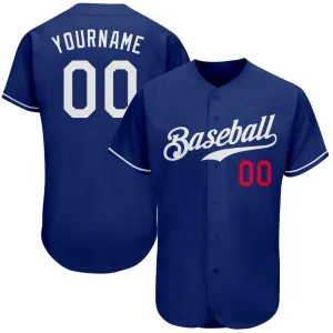 Custom Royal White-Red Authentic Baseball Jersey FansIdea