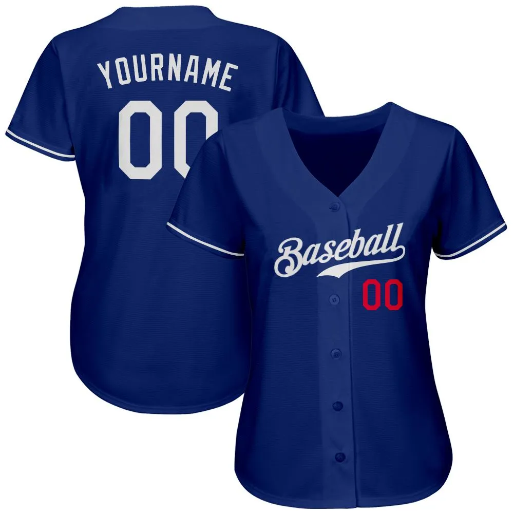 Custom Royal White-Red Authentic Baseball Jersey FansIdea
