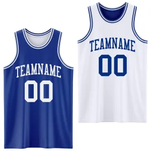 Custom Royal White Reversible Double Side Basketball Jersey FansIdea