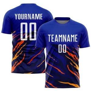 Custom Royal White Yellow-Black Sublimation Soccer Uniform Jersey FansIdea
